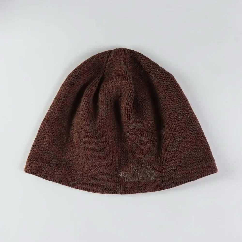 The North Face Knit Jim Beanie Hat Brown Heather Fleece Lined One Size Unisex